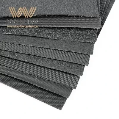 Black Faux Microfiber Leather Upper Material For Safety Shoes