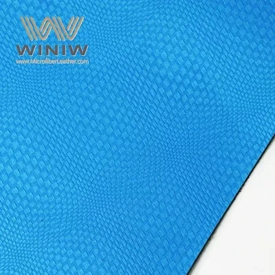 0.8MM ko'k mikro pu yuqori mayin materiallar mahsulot tafsilotlarini ishlab chiqaradigan poyabzal